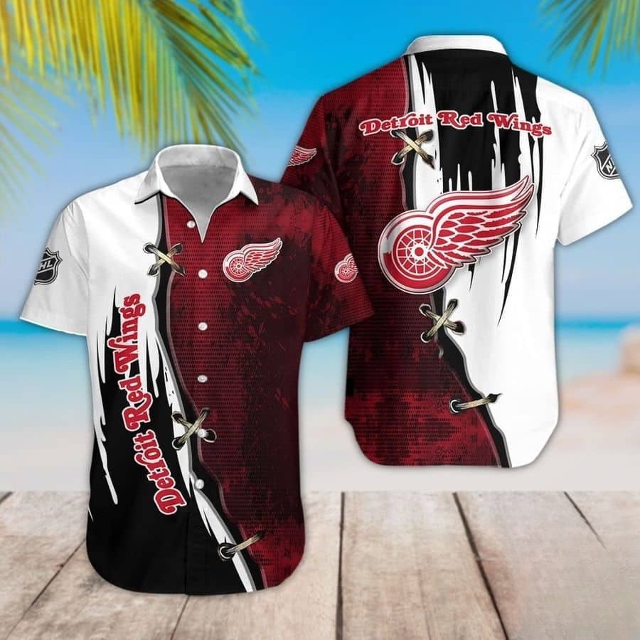 Detroit Red Wings Split Gradient Hawaiian Shirt