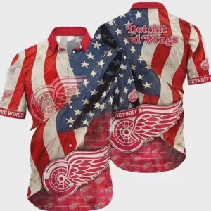 Detroit Red Wings Stars and Stripes Hawaiian Shirt