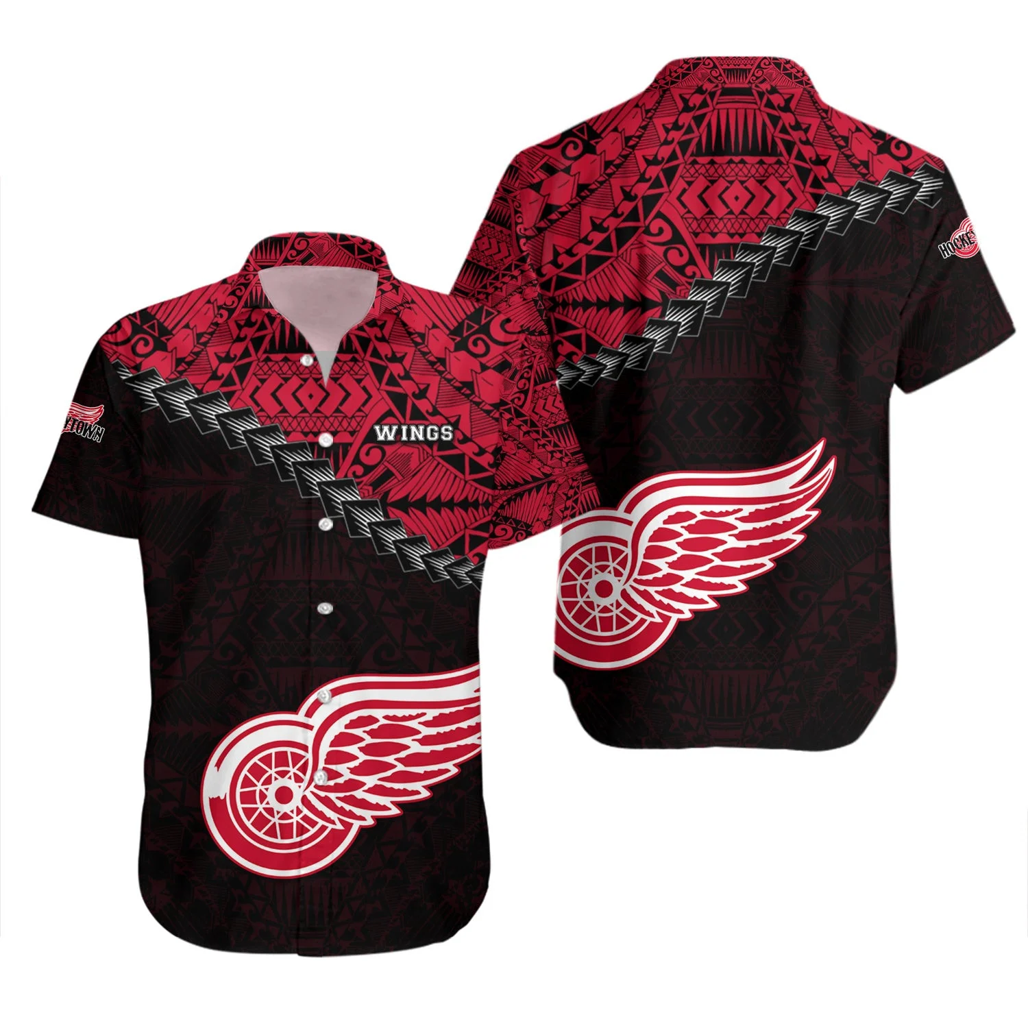 Detroit Red Wings Tribal Pride Hawaiian Shirt
