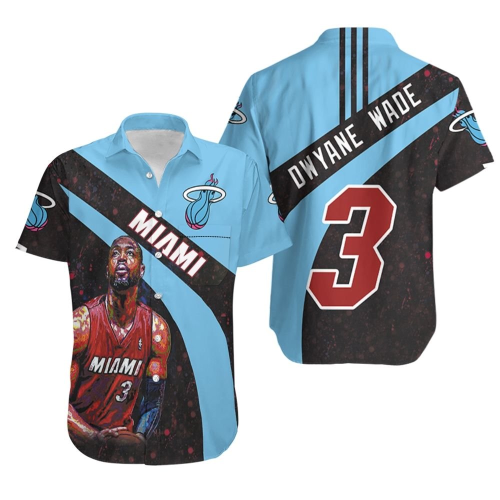 Dwyane Wade 3 Miami Heat Oil Paint Art Legend Hawaiian Shirt