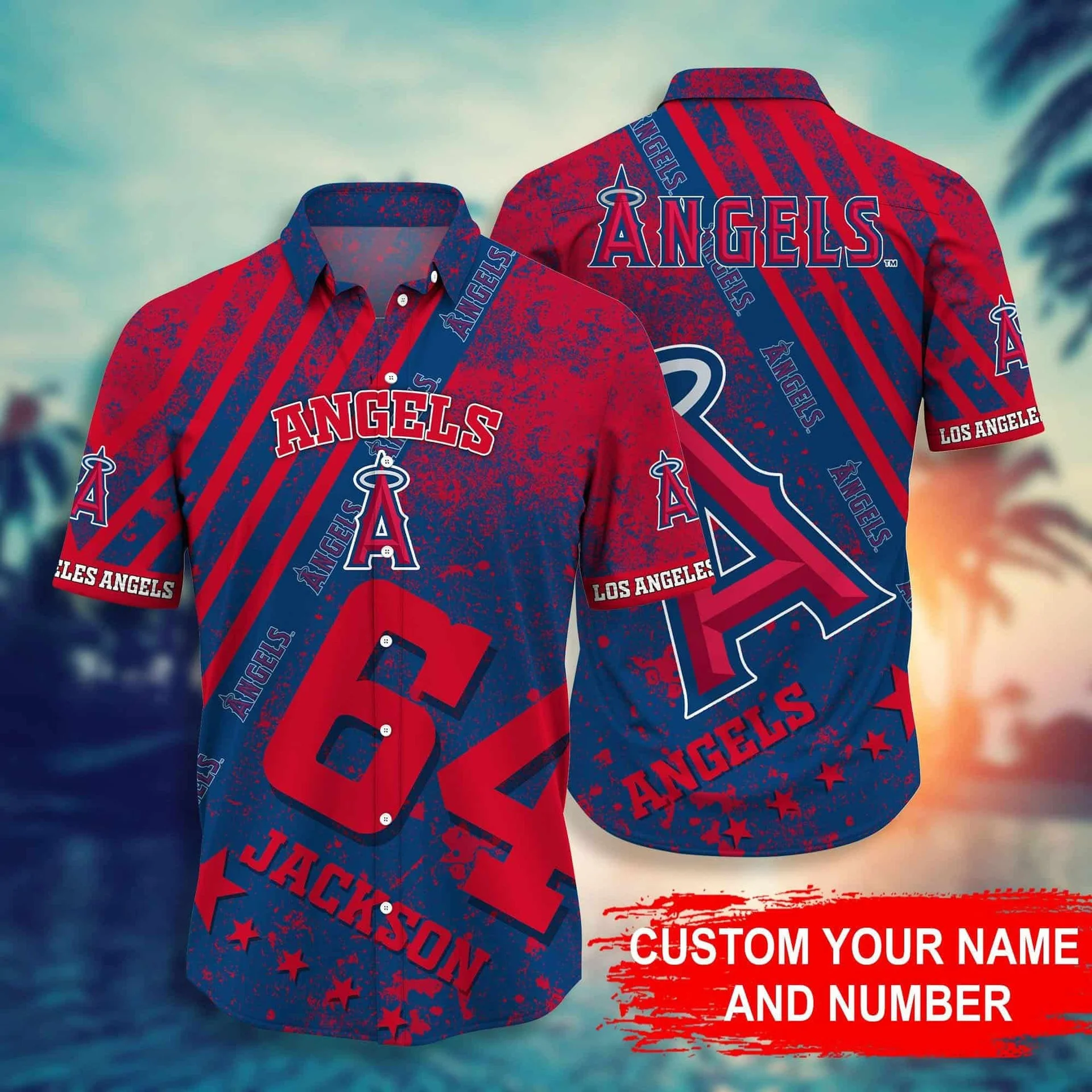 Los Angeles Angels Custom Stripe Hawaiian Shirt