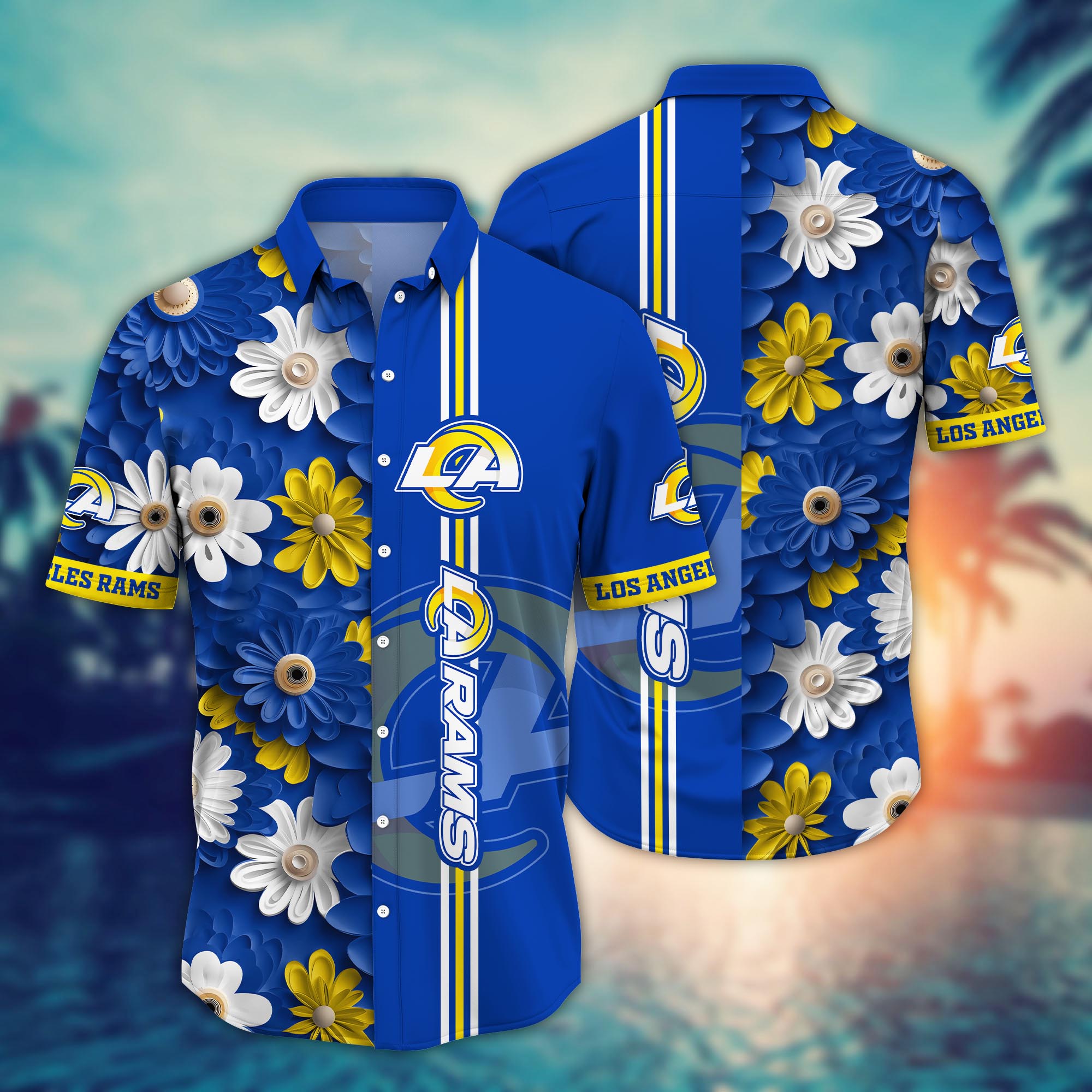 Los Angeles Rams Bold Bloom Hawaiian Shirt