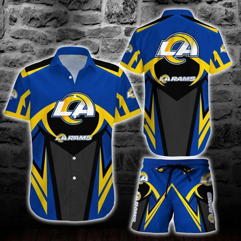 Los Angeles Rams Bold Lightning Hawaiian Shirt