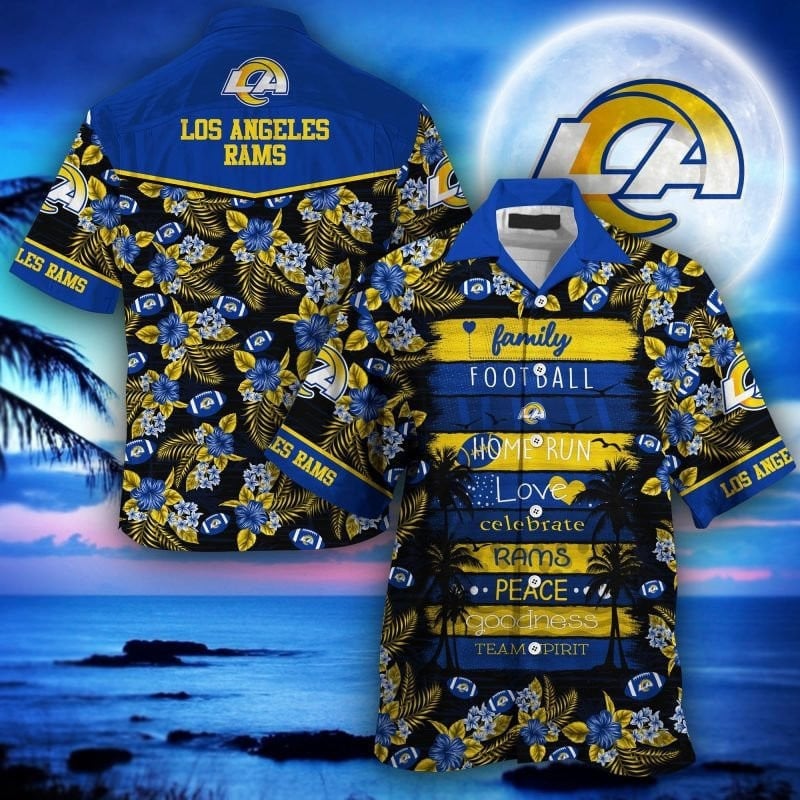 Los Angeles Rams Midnight Tropics Hawaiian Shirt