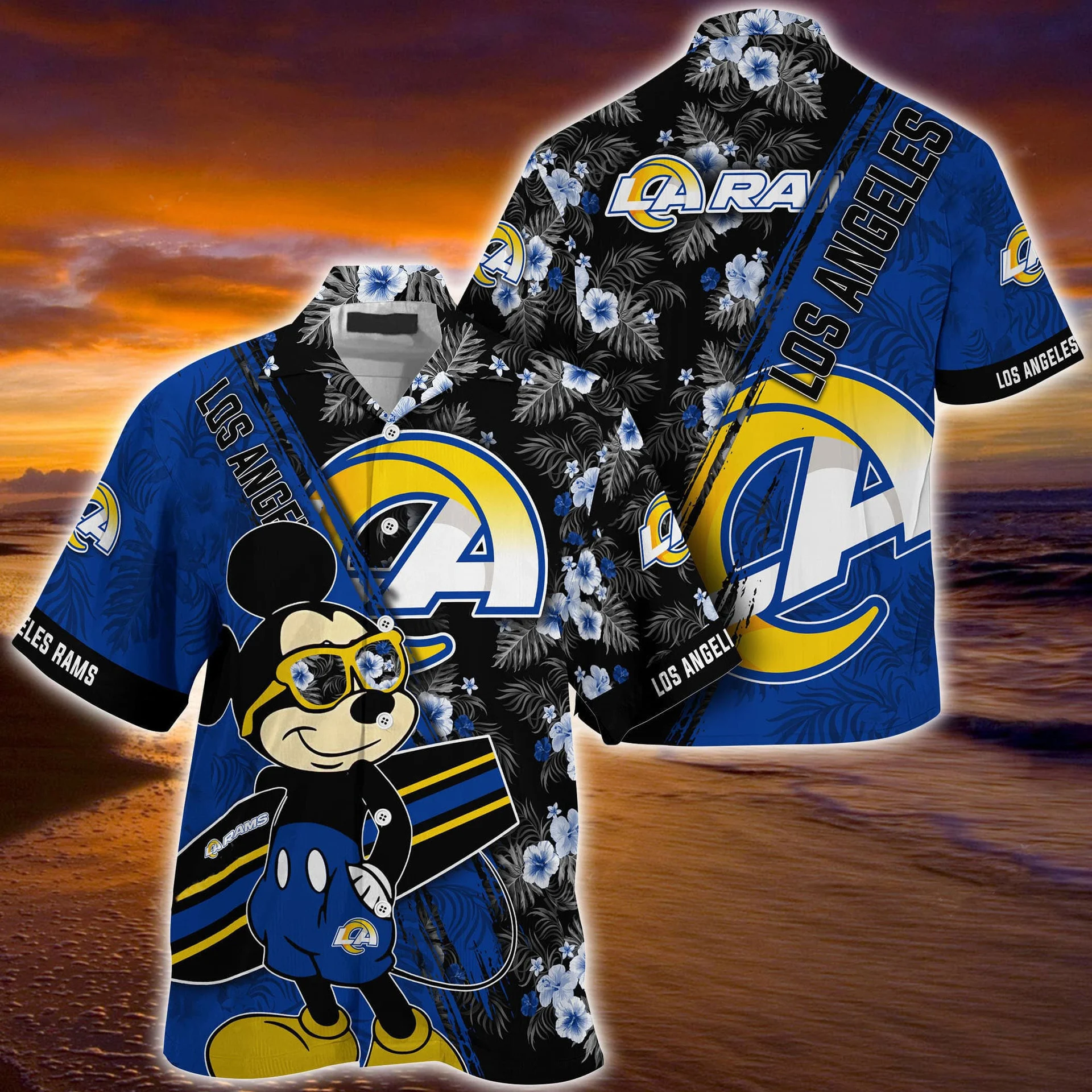 Los Angeles Rams Sunset Mickey Hawaiian Shirt