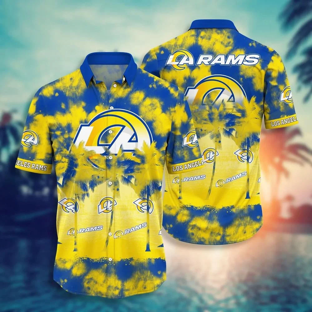 Los Angeles Rams Tie-Dye Palm Hawaiian Shirt