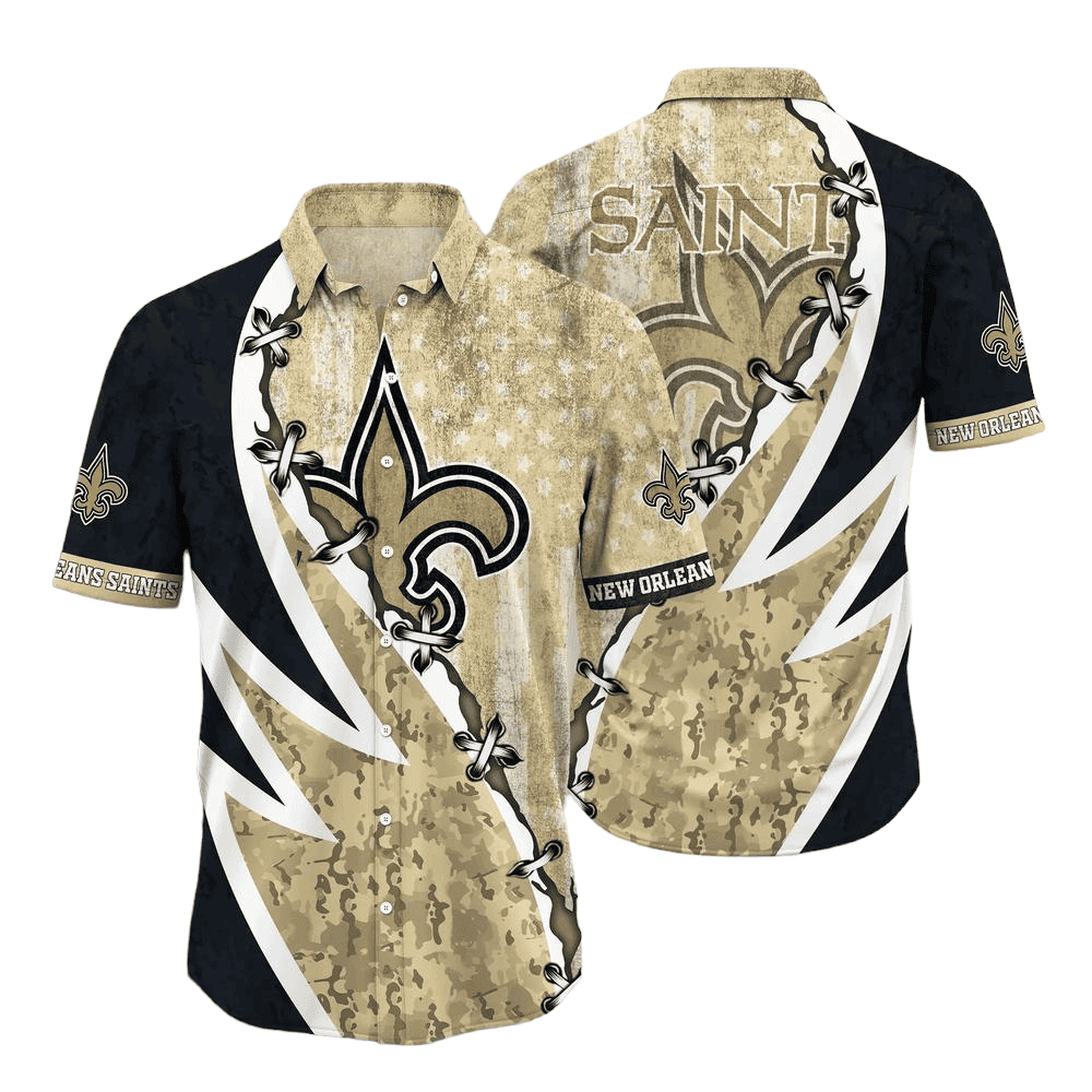 New Orleans Saints Camo Lightning Hawaiian Shirt
