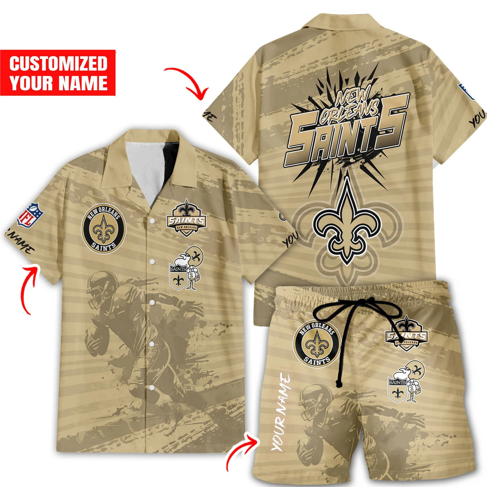 New Orleans Saints Custom Blitz Hawaiian Set