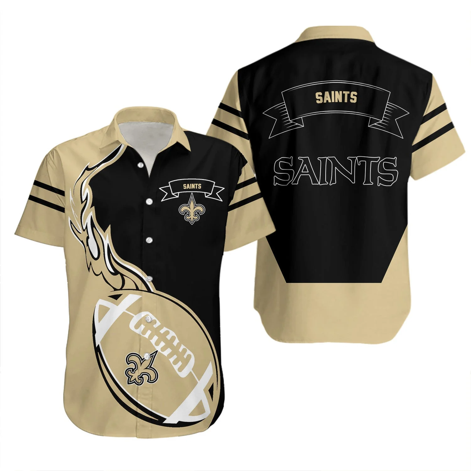New Orleans Saints Gridiron Flame Hawaiian Shirt