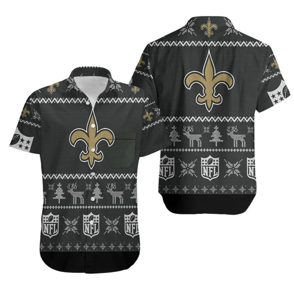 New Orleans Saints Holiday Knit Hawaiian Shirt