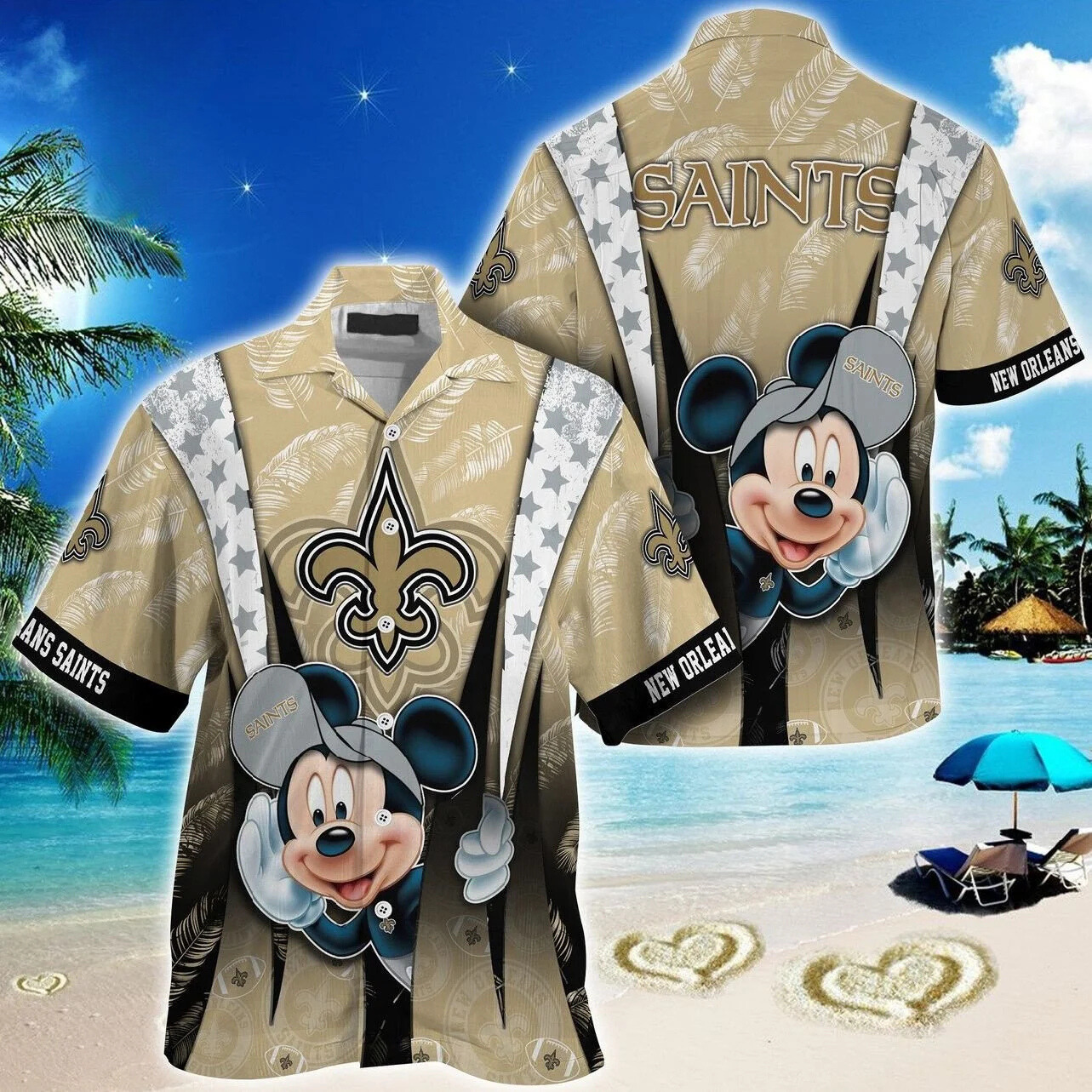 New Orleans Saints Mickey Paradise Hawaiian Shirt
