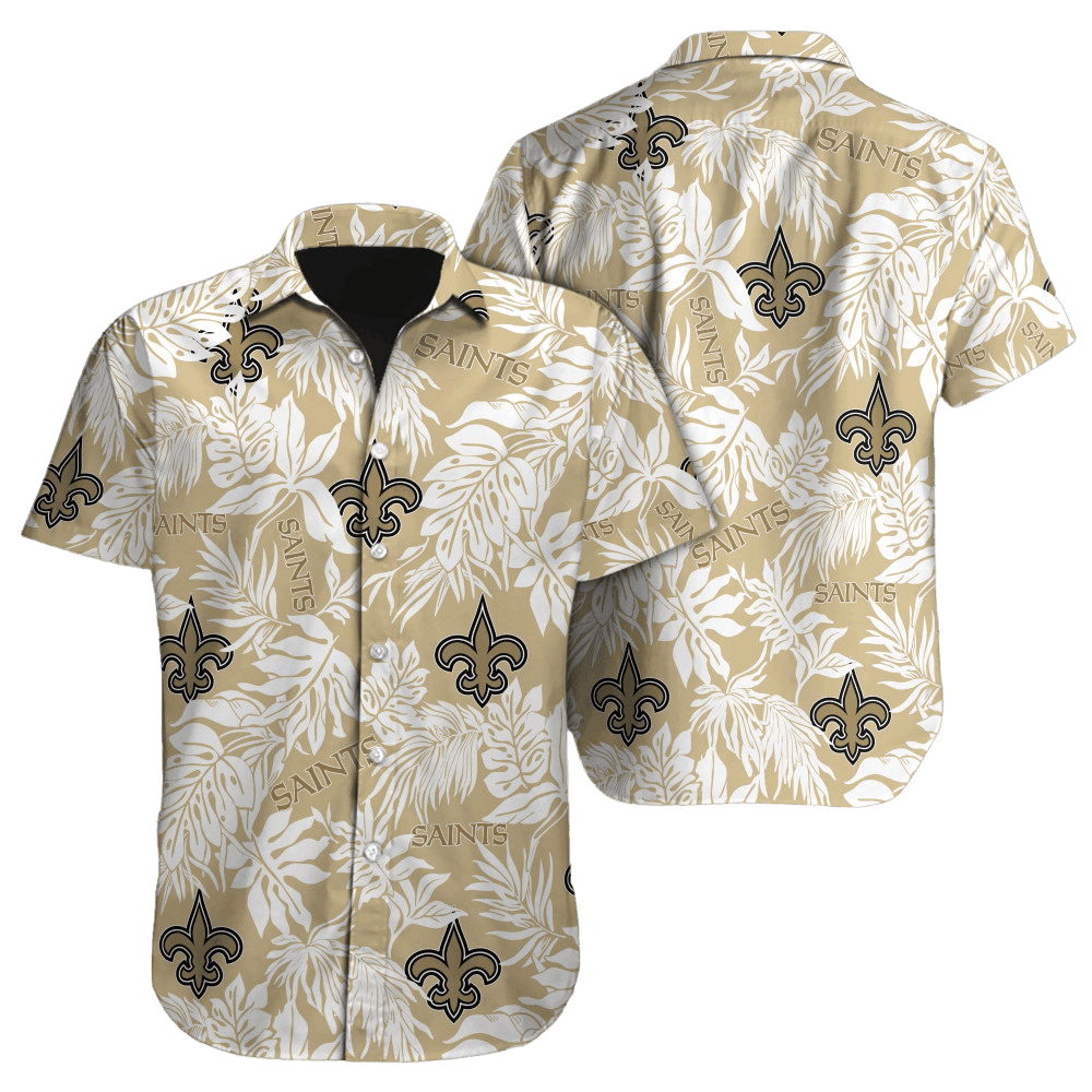 New Orleans Saints Tropical Leaf Hawaiian Shirt