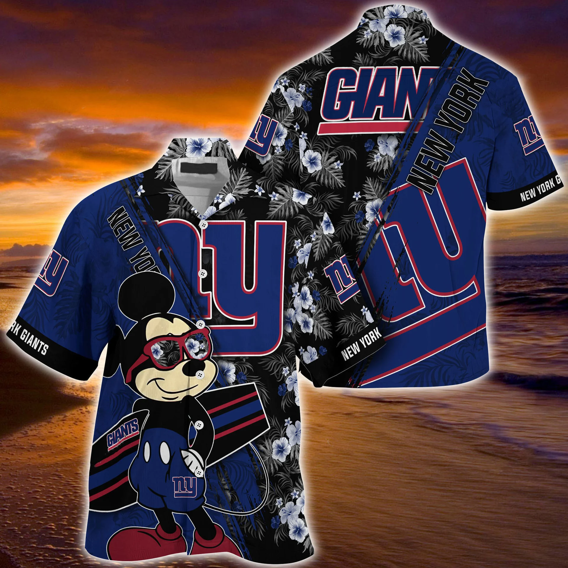 New York Giants Mickey’s Sunset Hawaiian Shirt