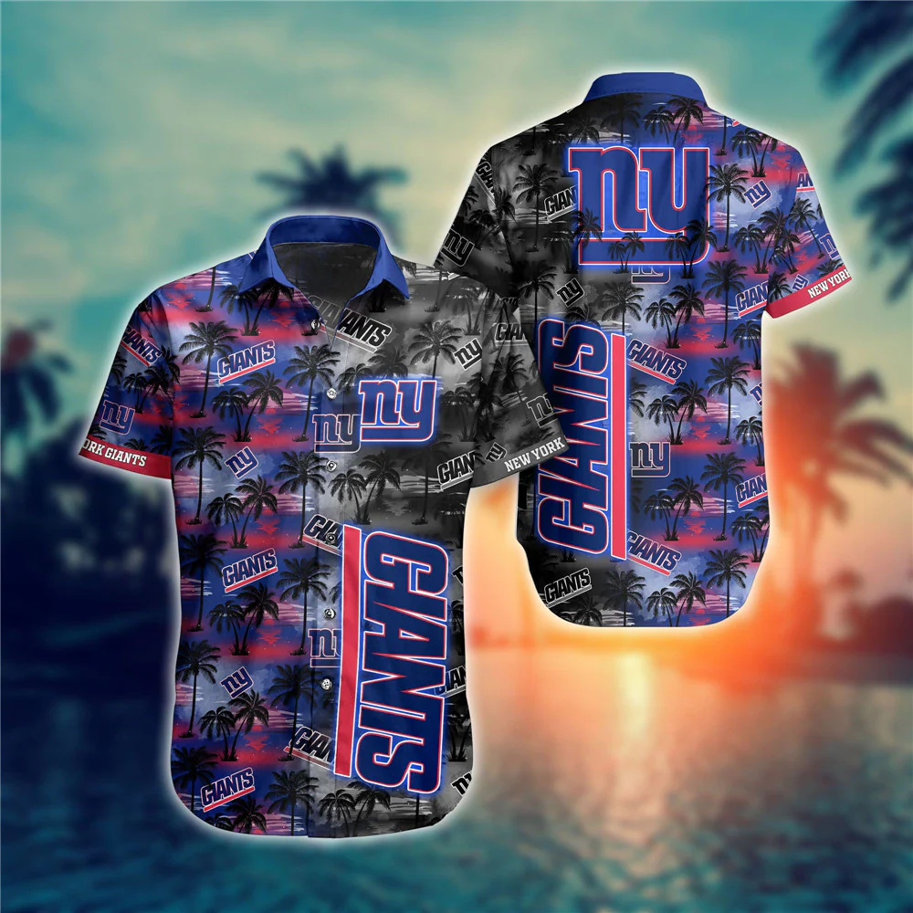 New York Giants Tropical Sunset Hawaiian Shirt