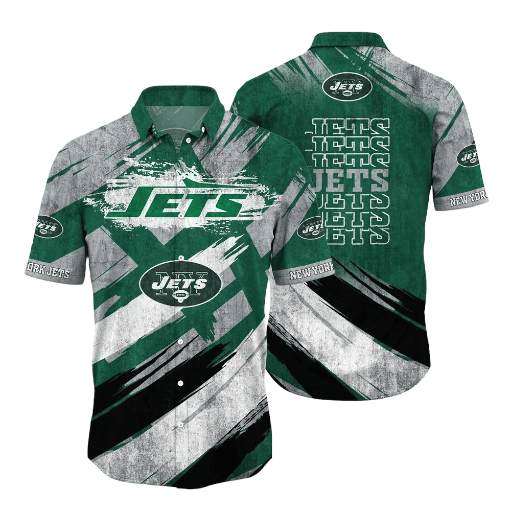 New York Jets Bold Brush Hawaiian Shirt