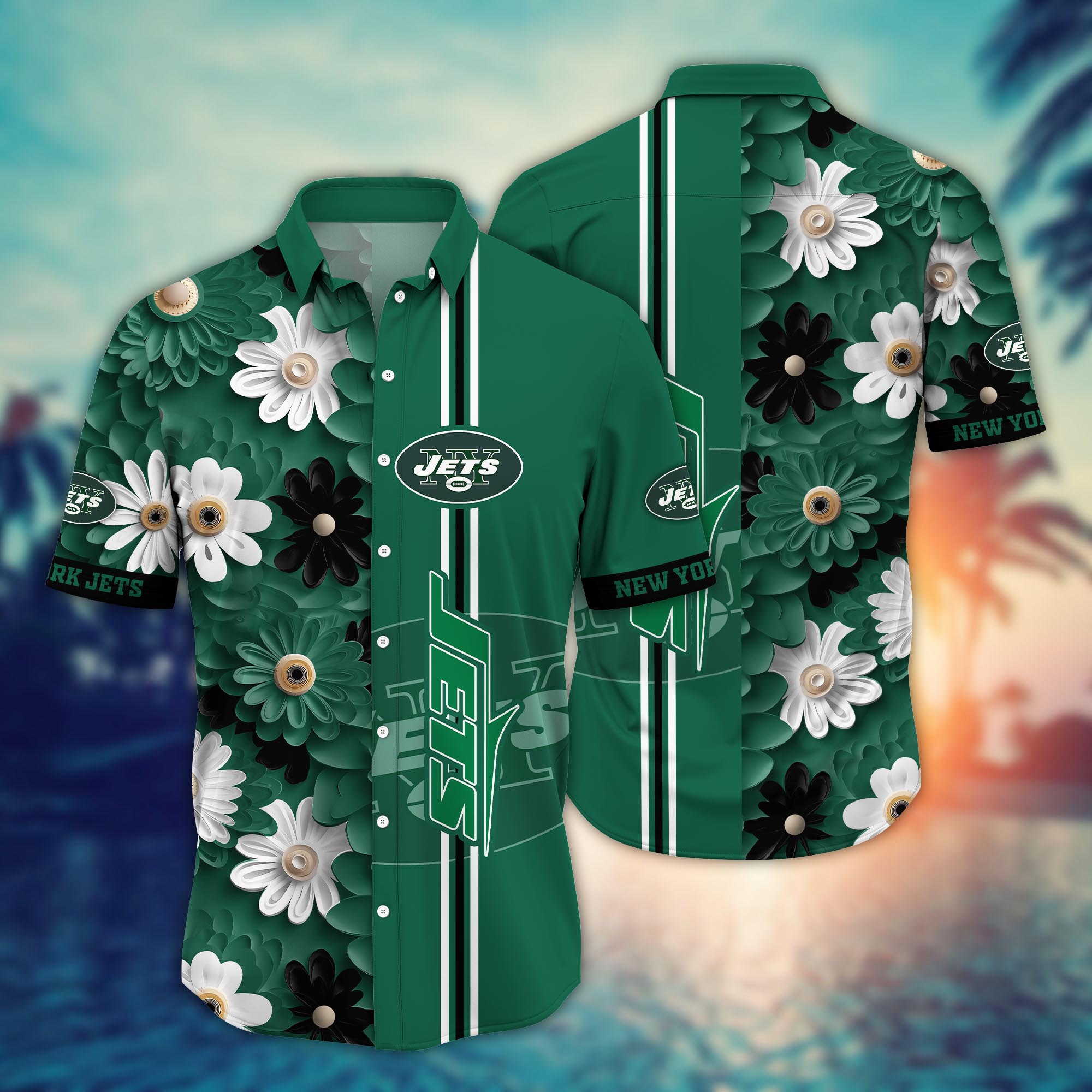 New York Jets Bold Daisy Hawaiian Shirt