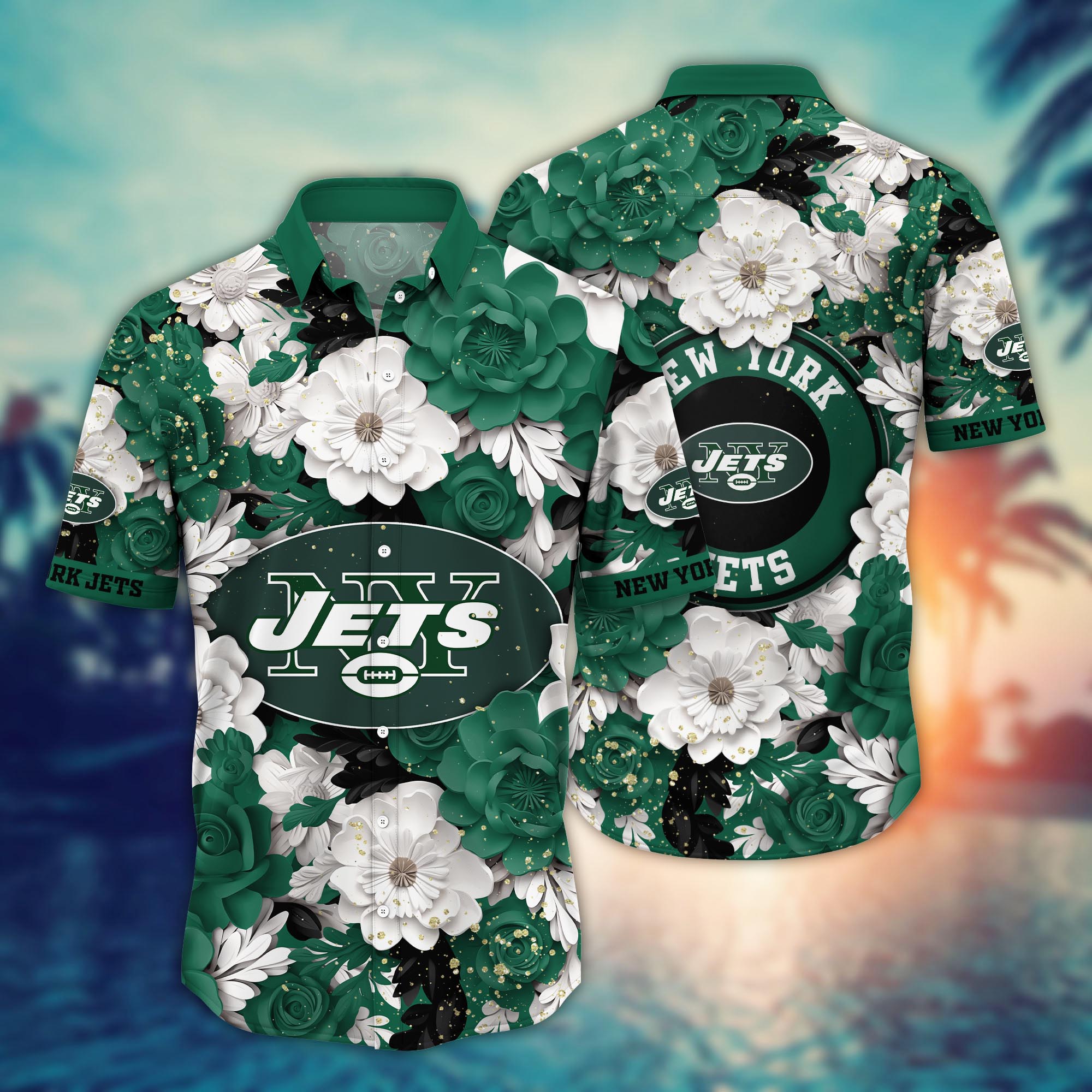 New York Jets Floral Elegance Hawaiian Shirt