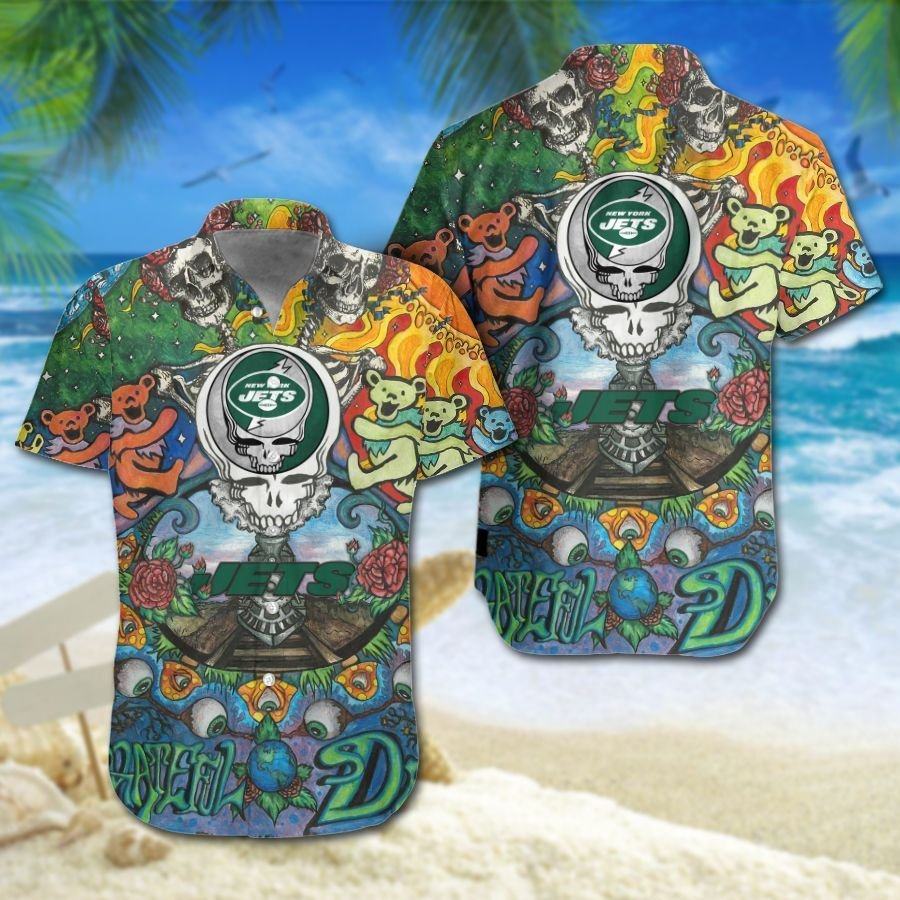 New York Jets Grateful Tiki Hawaiian Shirt