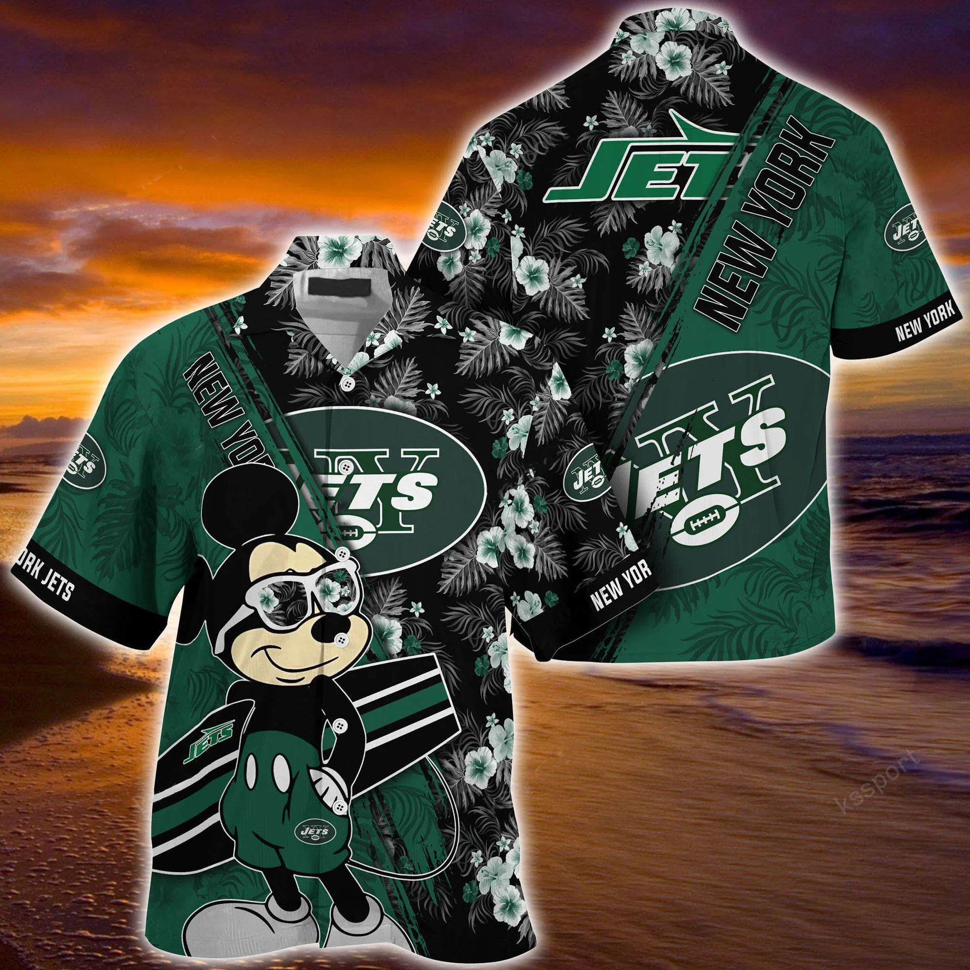 New York Jets Mickey Tropical Fun Hawaiian Shirt