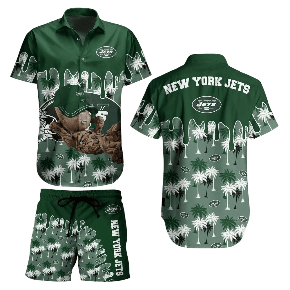 New York Jets Palm Drift Hawaiian Shirt