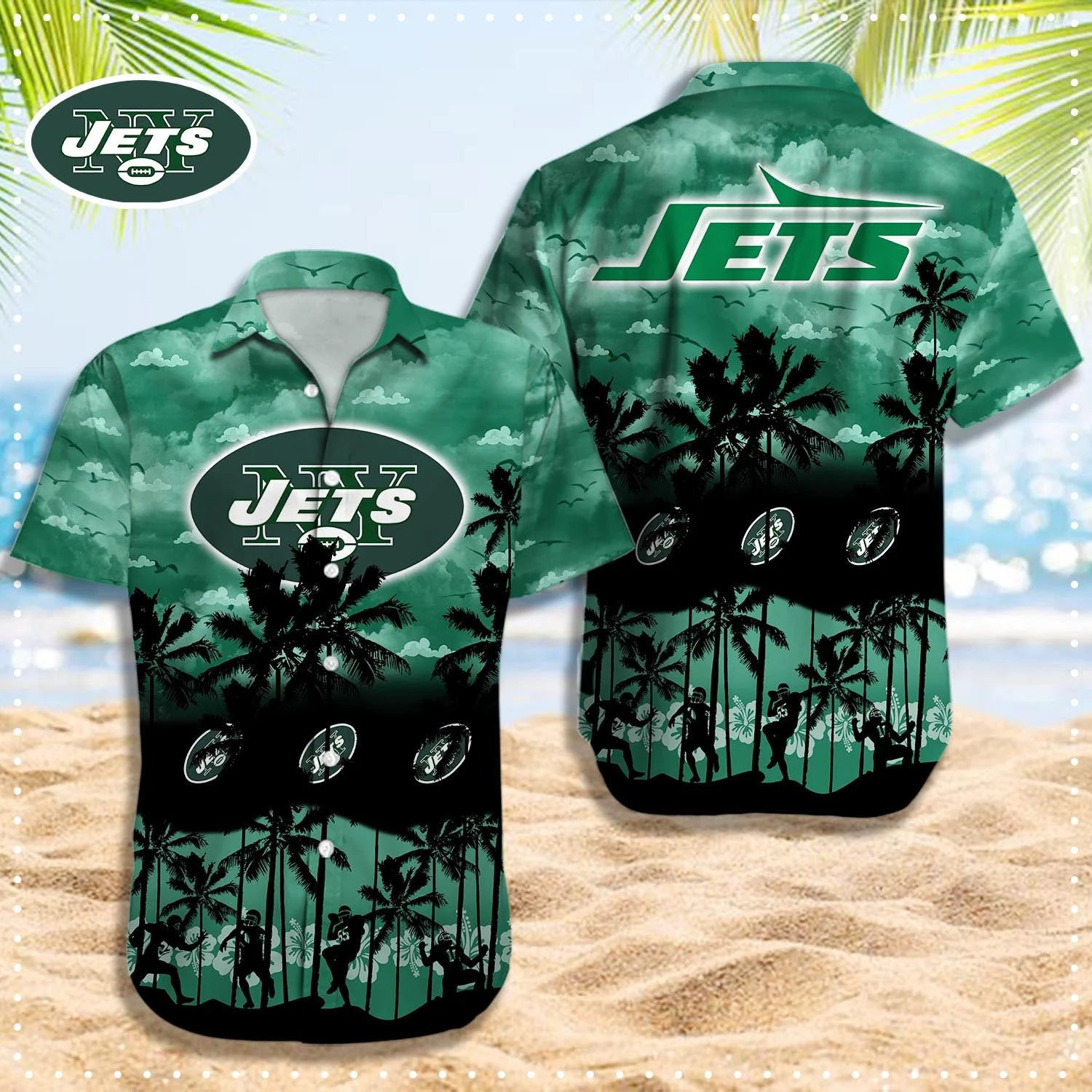 New York Jets Palm Paradise Hawaiian Shirt