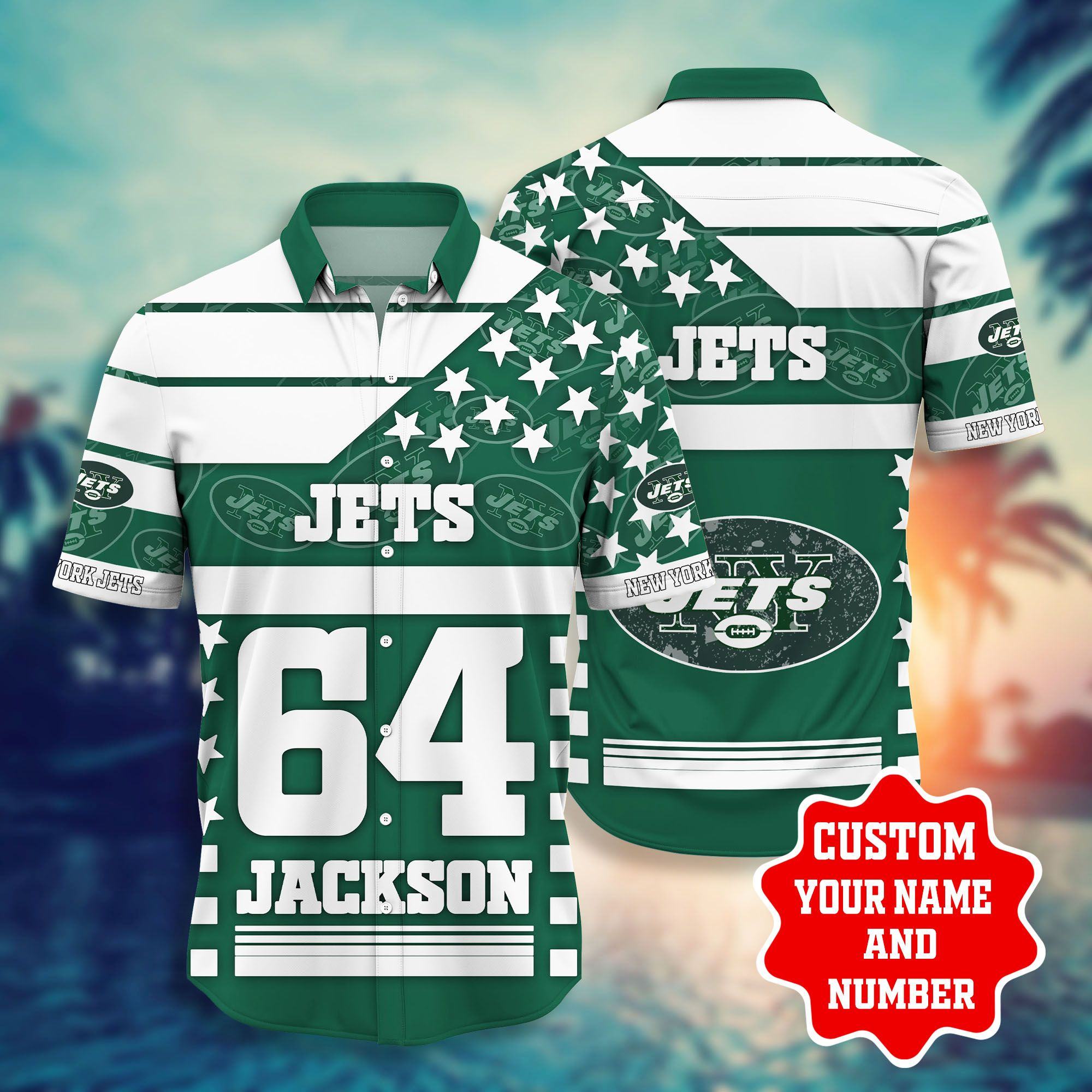 New York Jets Stars and Stripes Custom Hawaiian Shirt