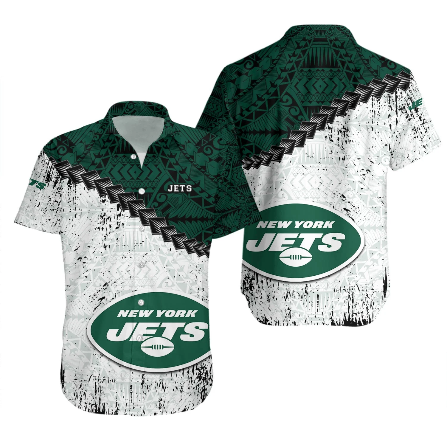 New York Jets Tribal Legacy Hawaiian Shirt