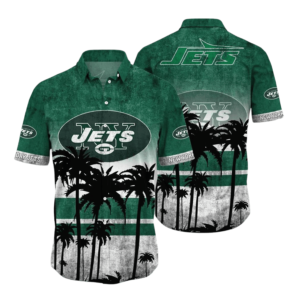 New York Jets Tropical Sunset Hawaiian Shirt