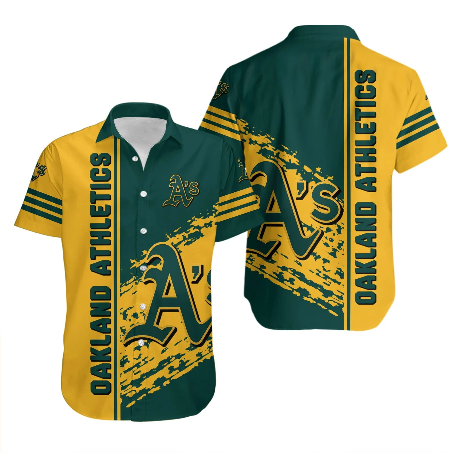 Oakland Athletics Bold Stripes Hawaiian Shirt