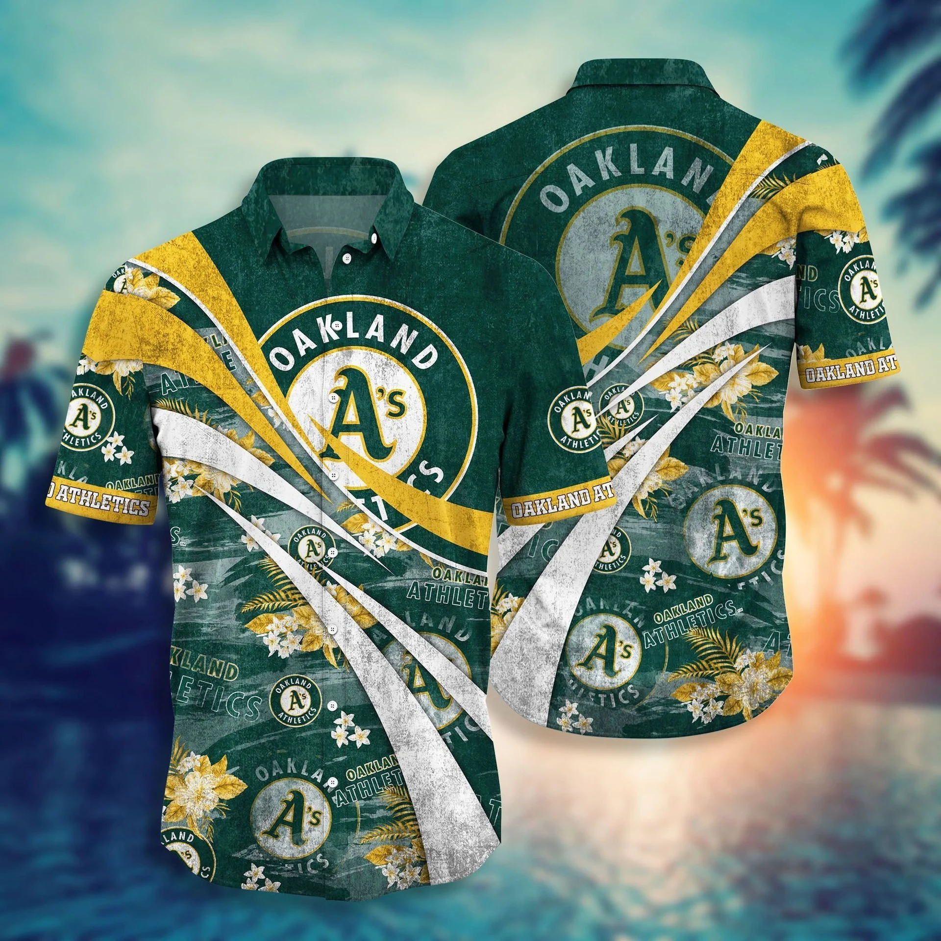 Oakland Athletics Floral Swirl Hawaiian Shirt