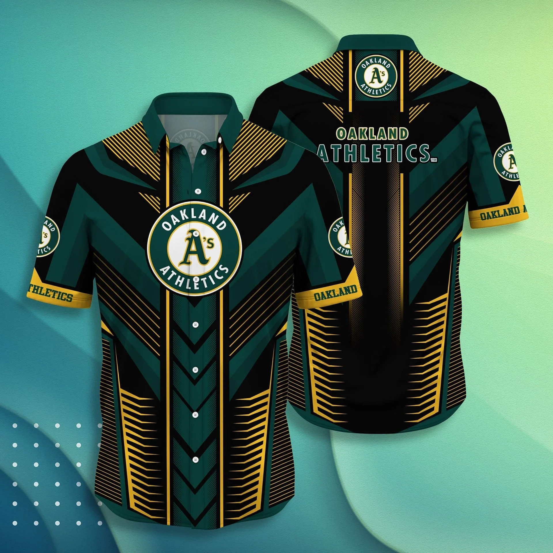 Oakland Athletics Geometric Chevron Hawaiian Shirt