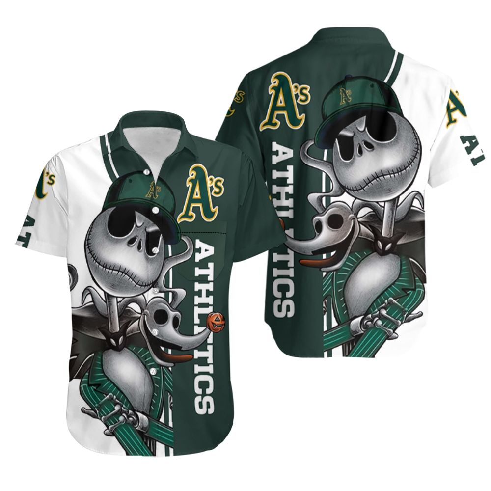 Oakland Athletics Jack Skellington And Zero Hawaiian Shirt