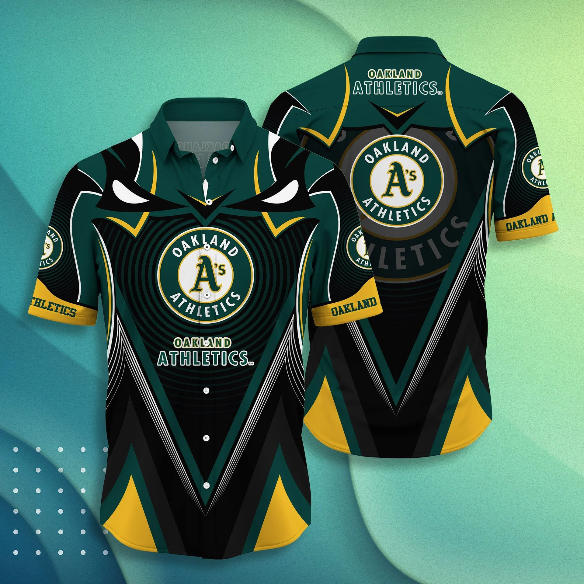 Oakland Athletics Vortex Chevron Hawaiian Shirt
