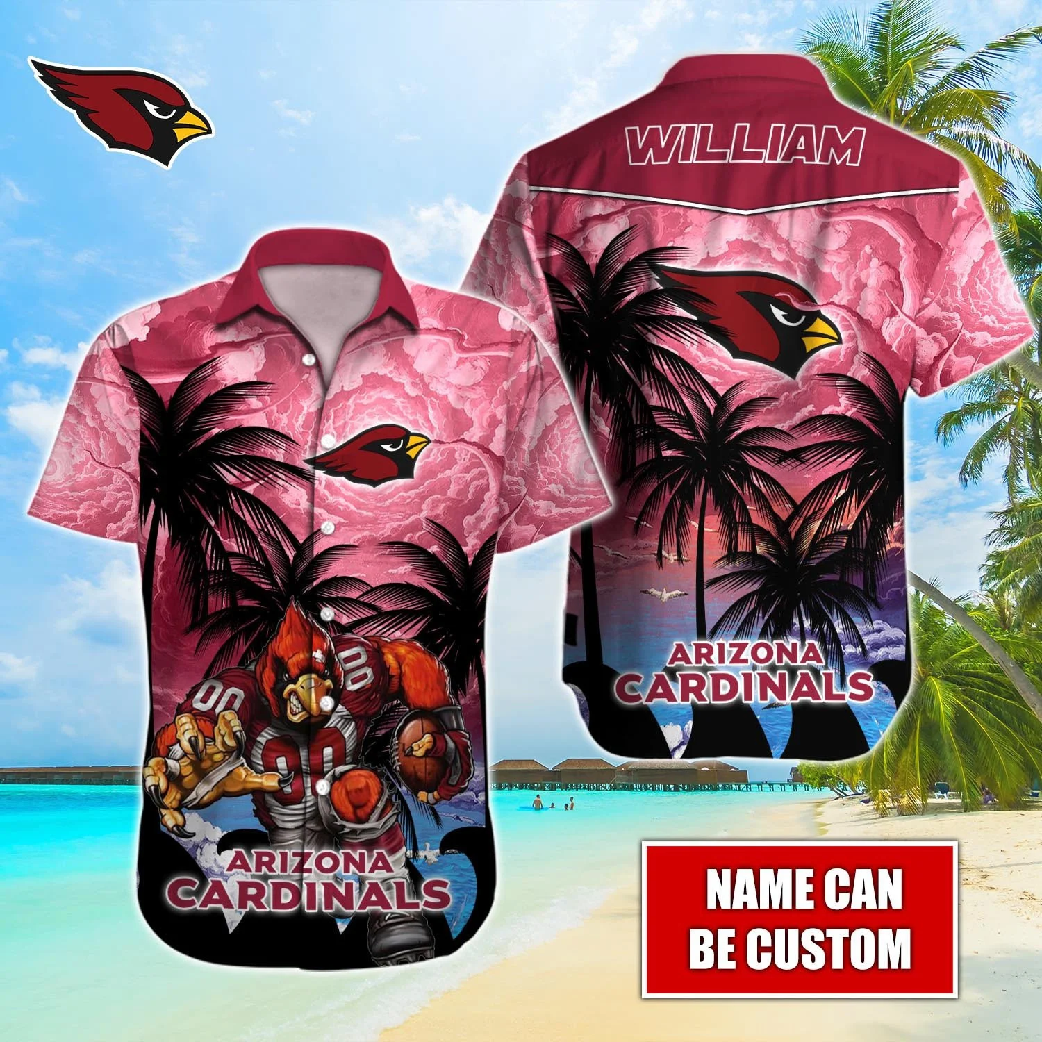 Personalized Arizona Cardinals Pink Dusk Hawaiian Shirt