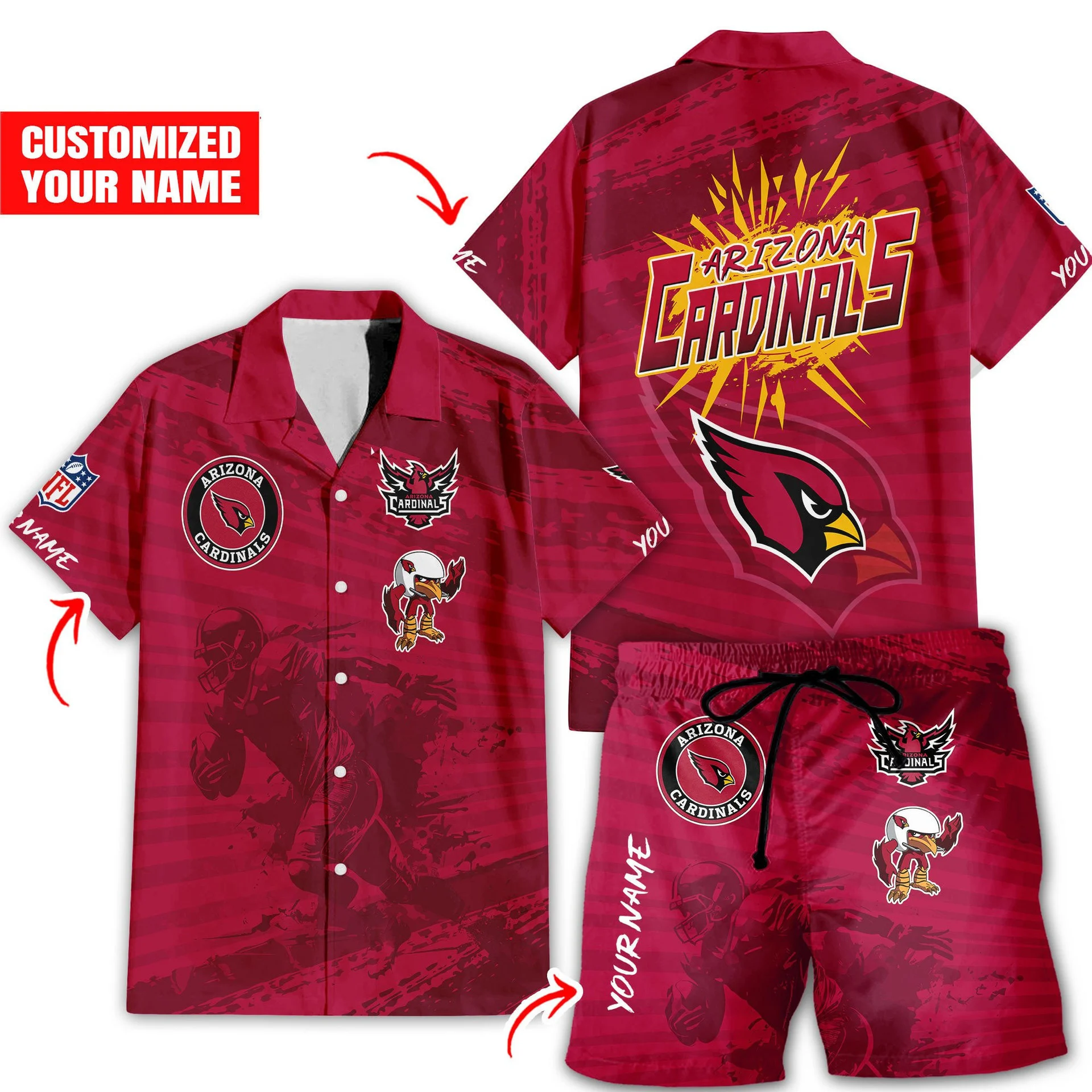 Personalized Arizona Cardinals Red Pride Hawaiian Shirt