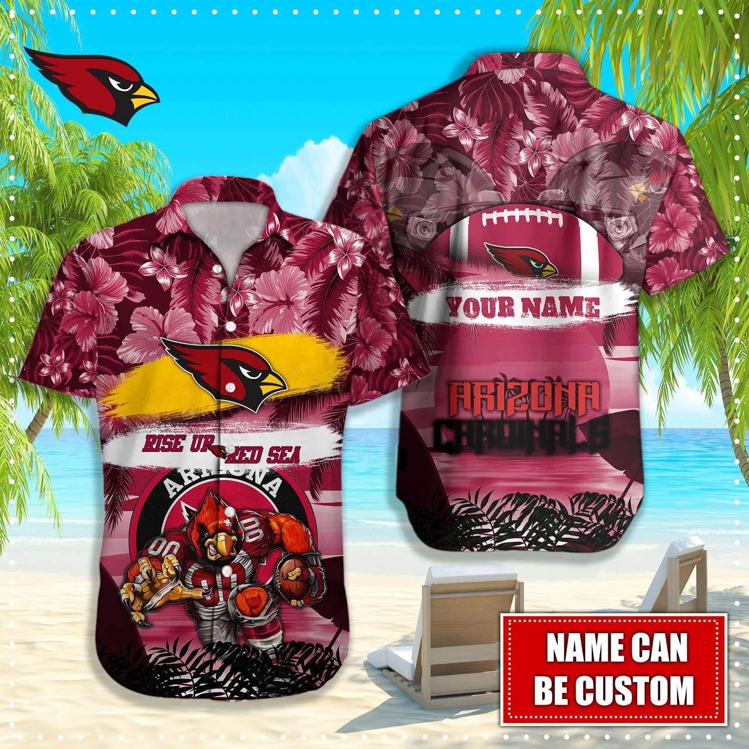 Personalized Arizona Cardinals Rise Red Sea Hawaiian Shirt
