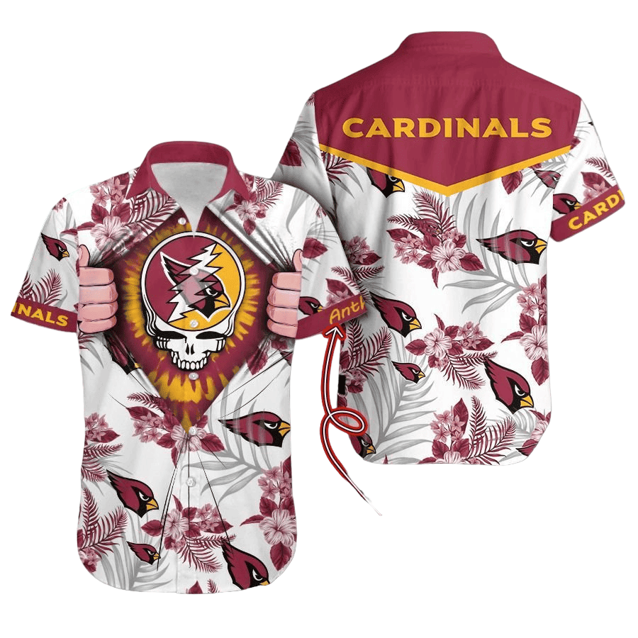 Personalized Arizona Cardinals Skull Bloom Hawaiian Shirt