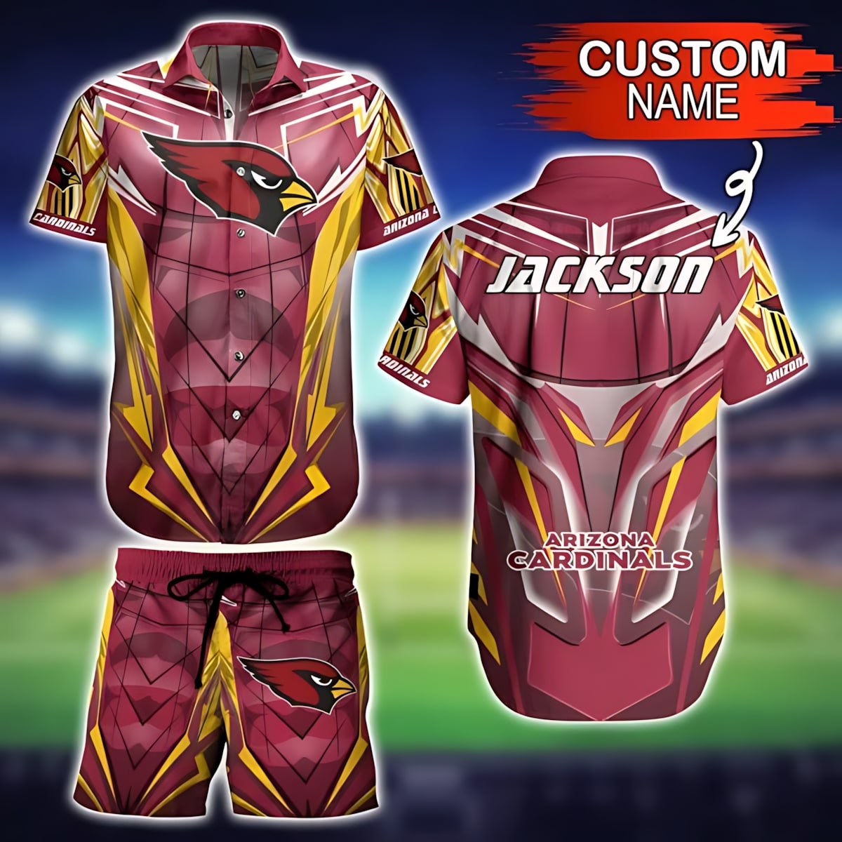 Personalized Arizona Cardinals Thunderstrike Hawaiian Shirt