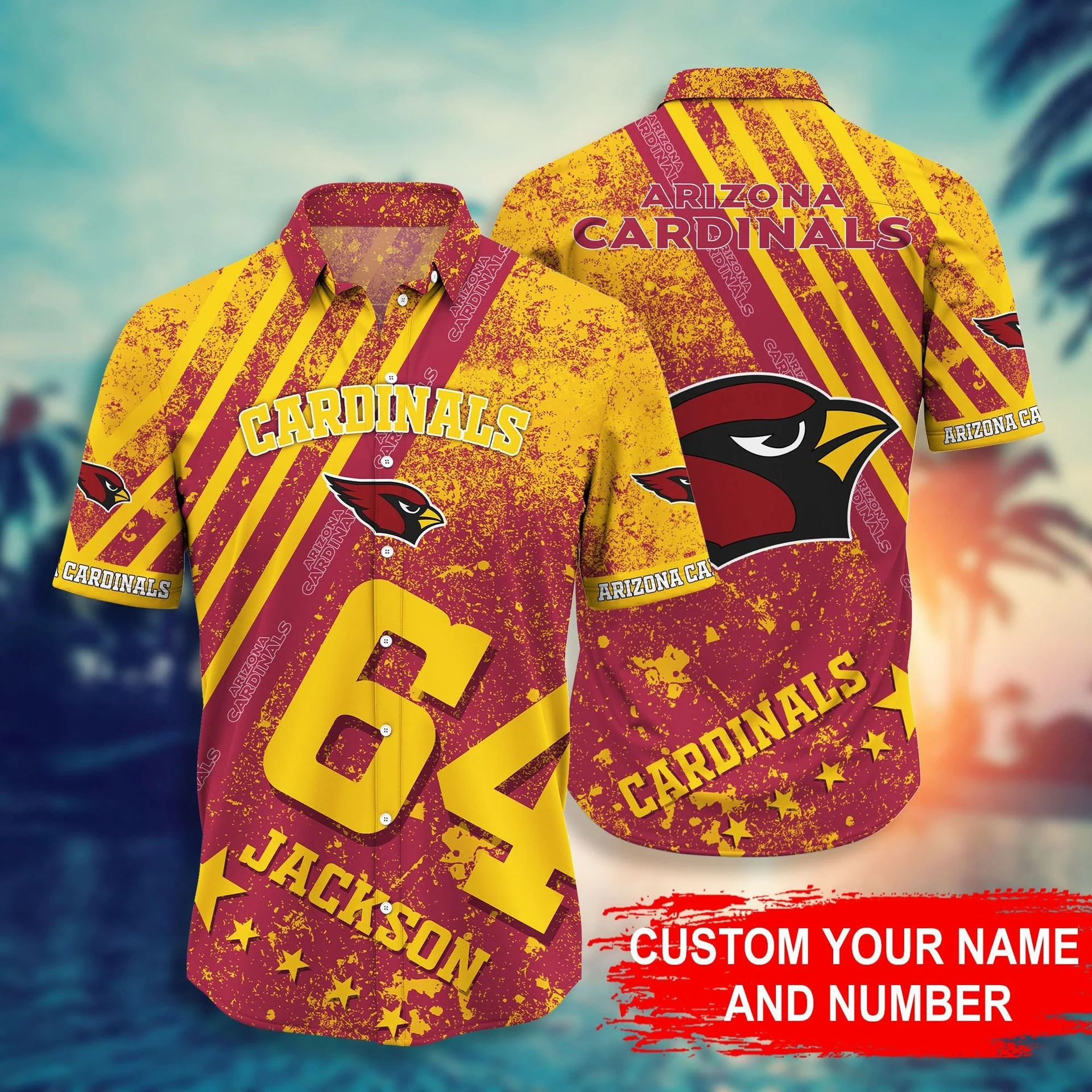 Personalized Arizona Cardinals Victory Stripe Hawaiian Shirt