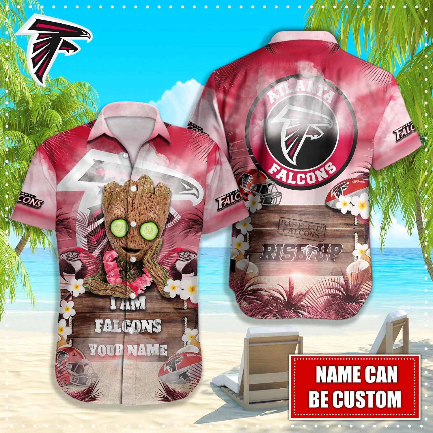 Personalized Atlanta Falcons Tropical Groot Hawaiian Shirt
