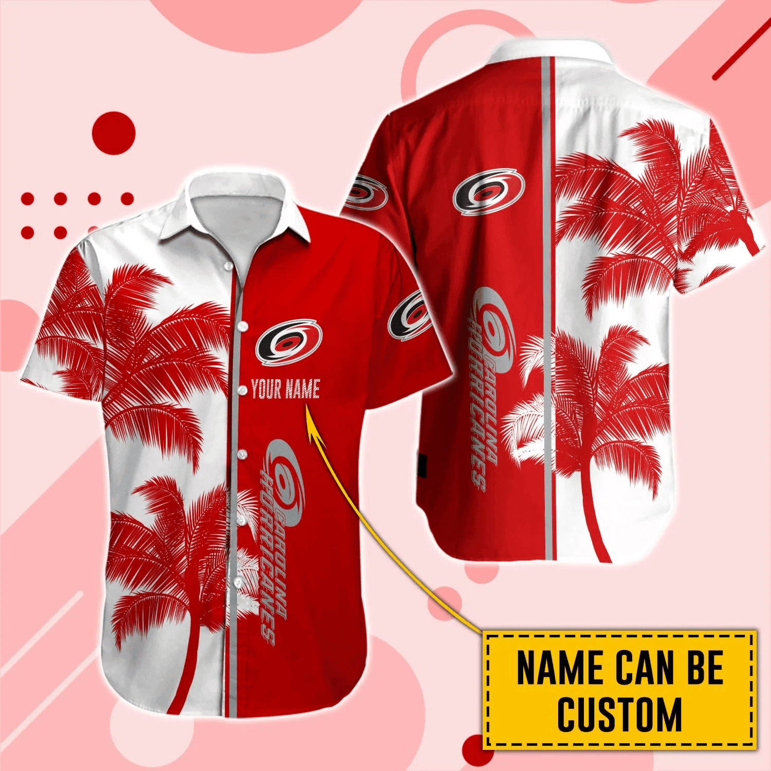 Personalized Carolina Hurricanes Palm Bliss Hawaiian Shirt