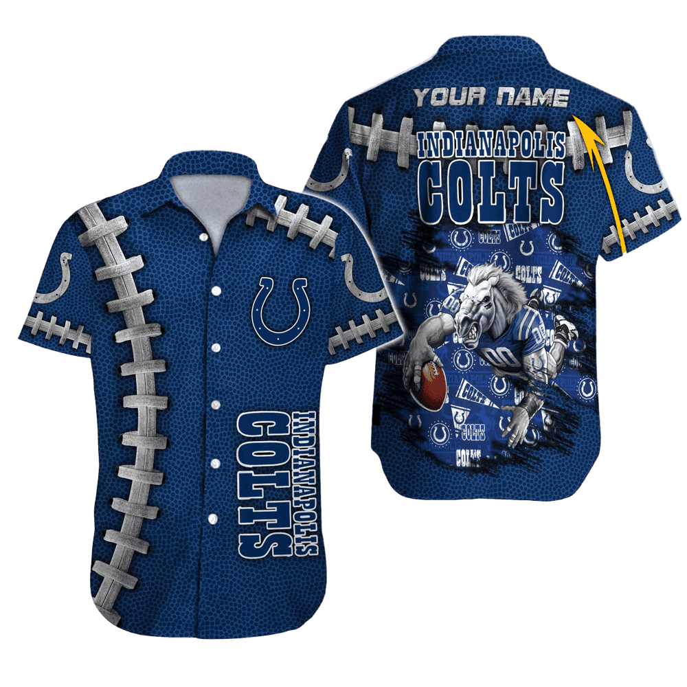 Personalized Indianapolis Colts Blue Wave Island Hawaiian Shirt