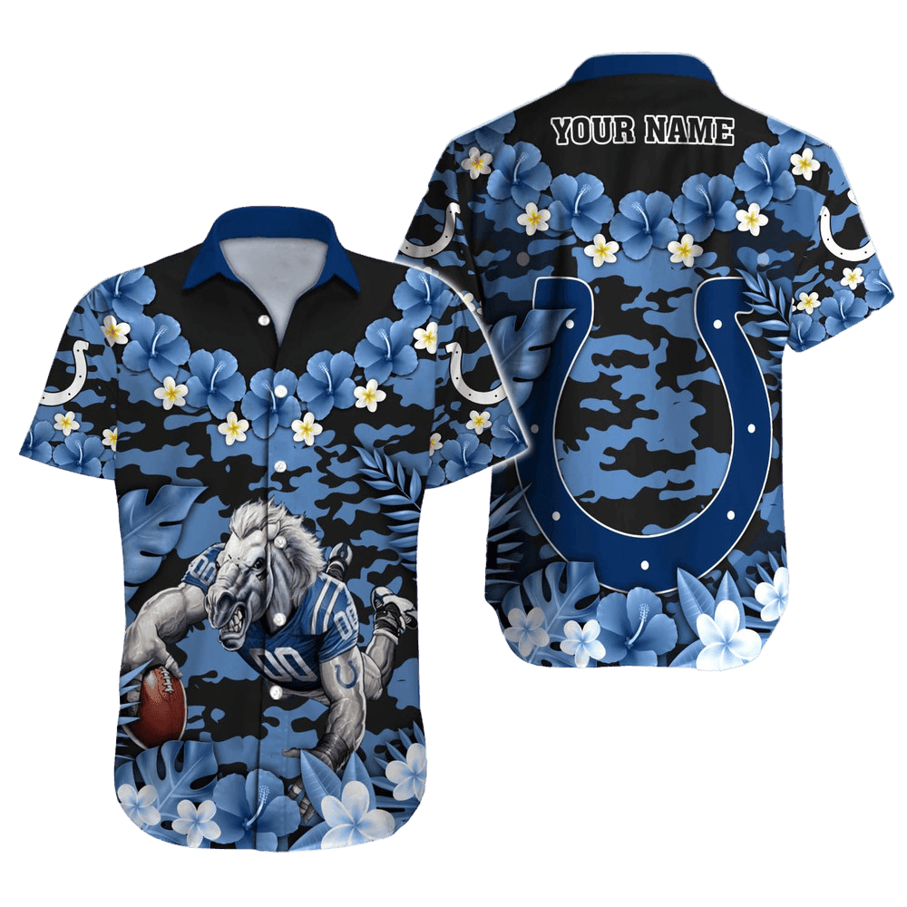 Personalized Indianapolis Colts Tropical Endzone Hawaiian Shirt