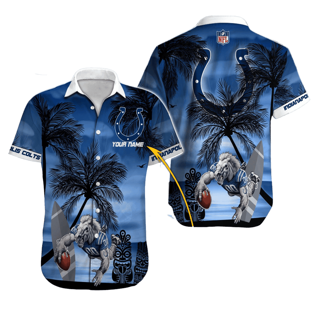 Personalized Indianapolis Colts Tropical Victory Wave Hawaiian Shirt