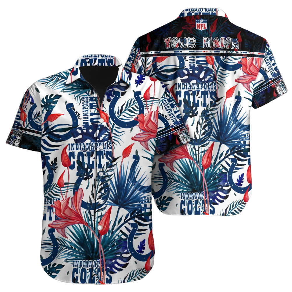 Personalized Indianapolis Colts Tropical Wave Hawaiian Shirt