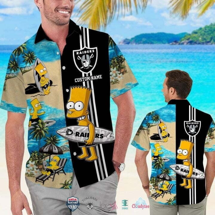 Personalized Las Vegas Raiders Bart�s Tropical Surf Hawaiian Shirt