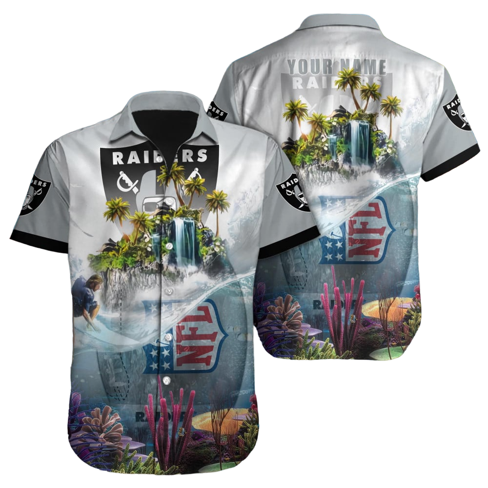 Personalized Las Vegas Raiders Coral Reef Paradise Hawaiian Shirt