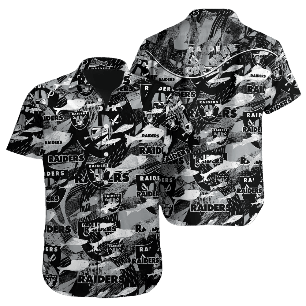 Personalized Las Vegas Raiders Grayscale Chaos Hawaiian Shirt