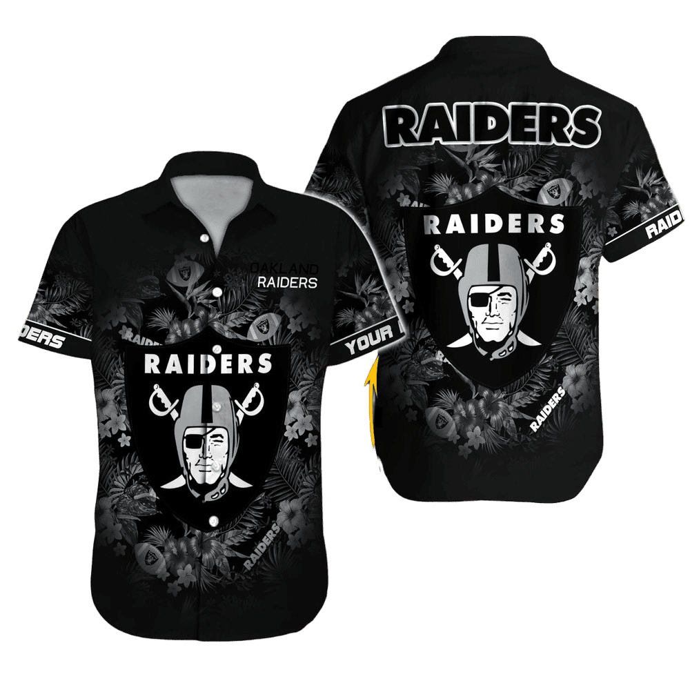 Personalized Las Vegas Raiders Midnight Floral Hawaiian Shirt