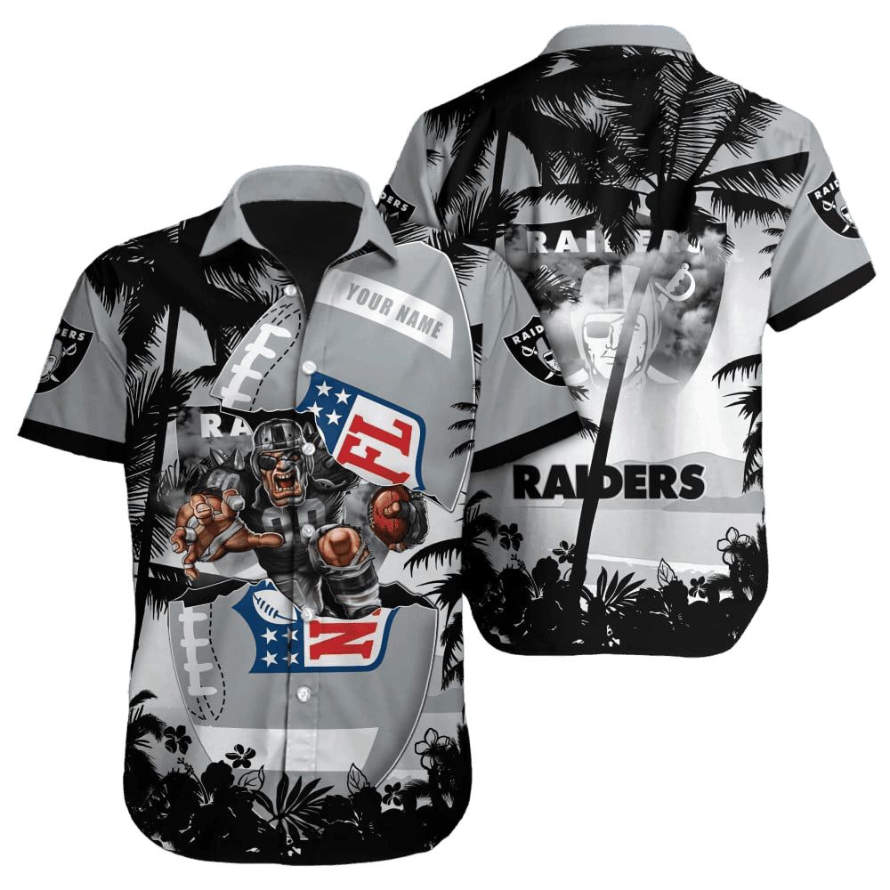 Personalized Las Vegas Raiders Palm Blitz Hawaiian Shirt